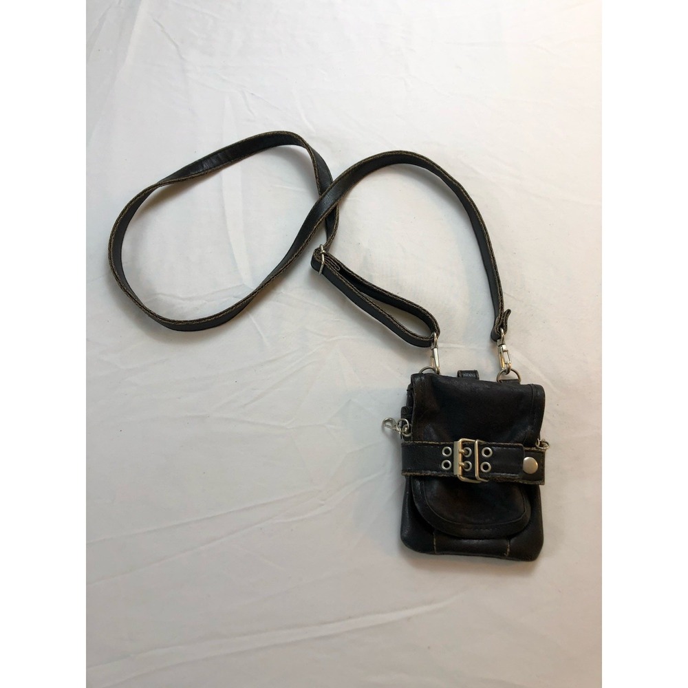 Vintage Sacchetto by TokyoBoy Black Leather Cell Phone Crossbody Utility Bag
